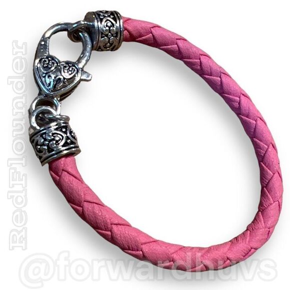 Bundle Sale 3 for $15 | Pink Braided Fabric Bracelet with Silver Tone Clasp - Picture 1 of 10